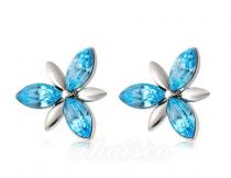 Ohrstecker Modeschmuck - Blumenmuster - blaue Kristalle